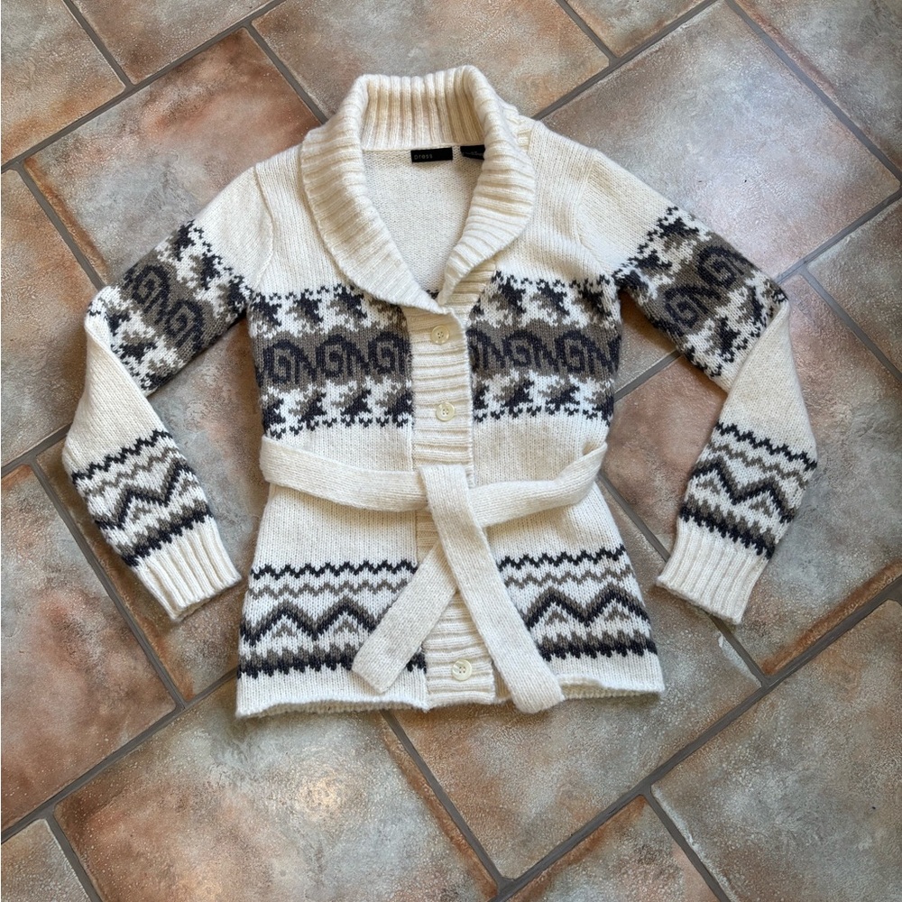 Cozy Cream and Black Patterned Cardigan sm